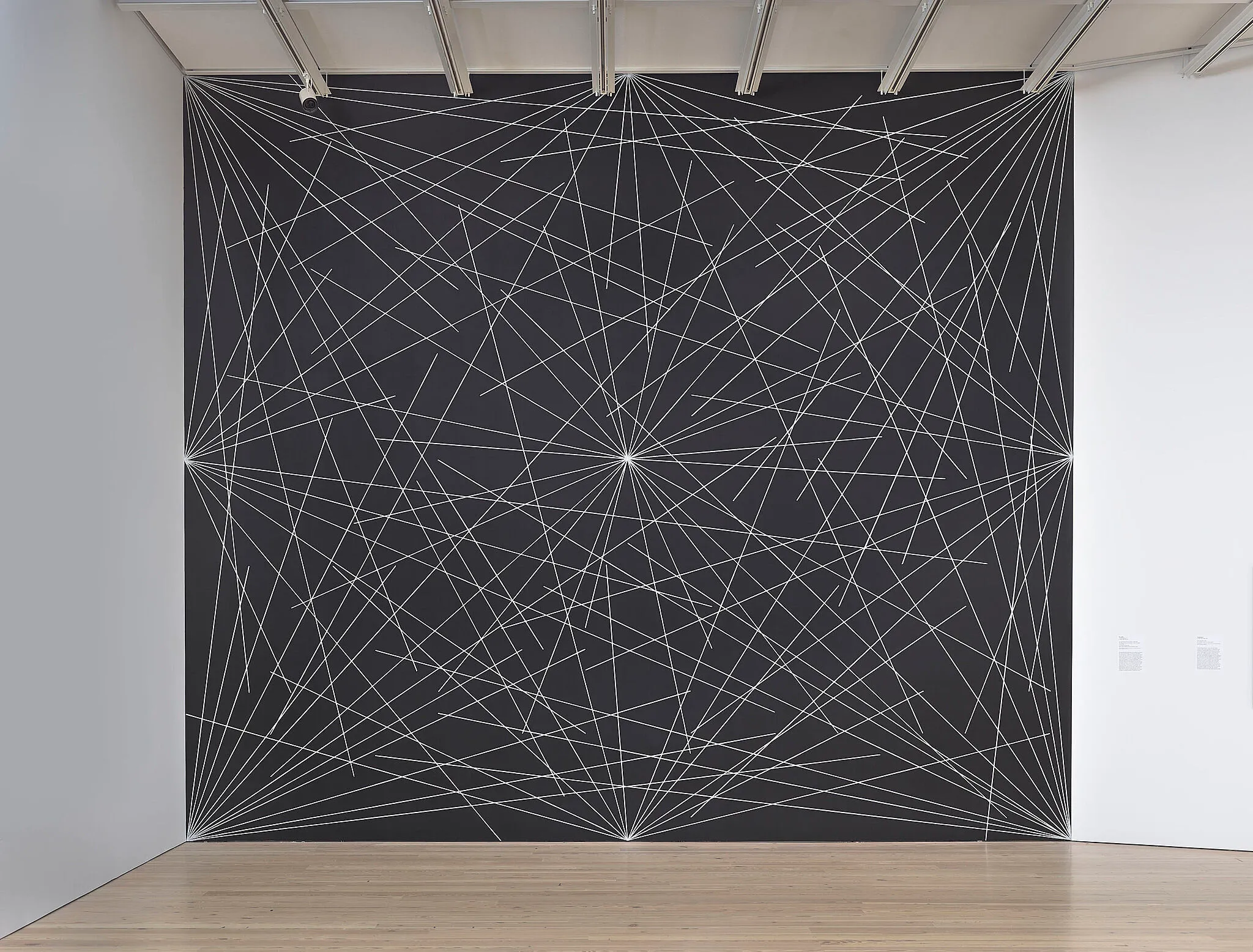 Sol LeWitt, 4th wall: 24 lines from the center, 12 lines from the midpoint of each of the sides, 12 lines from each corner, from Wall Drawing 289, 1976. Whitney Museum of American Art, New York